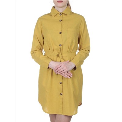 803 YELLOW Платье хлопковое с воротником Fashion