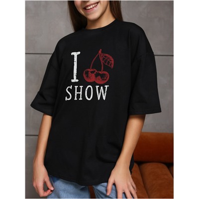 Футболка "Ягодка" Черный Девочка