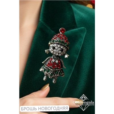 Брошь новогодняя "снегурочка" БР4 модель БРО/25 серебро