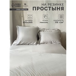 Простыня на резинке SL Home Tencel 200*200+30 см , цв. светло-серый