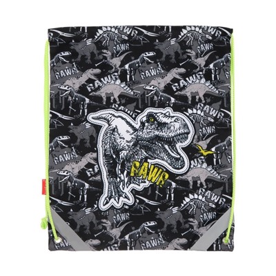 Мешок для обуви 440 х 365 мм, Erich Krause, плотность 300D, со светоотражающей полосой, Dinosaur Park