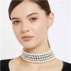 Estele - Dreamy White and Silver Grey Four Line Pearl Choker
