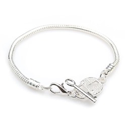 Браслет для шармов «Замочек», основа, цвет серебро, 20 см