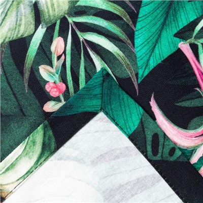 Дорожка на стол Этель Tropical parrots 40×146 см, 100% хлопок, саржа 190 г/м², зелёная/чёрная