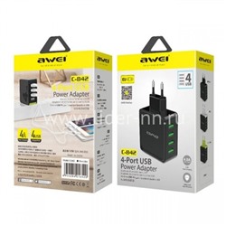 СЗУ 4 USB выхода (4000mAh/5V) черный (AWEI C-842)
