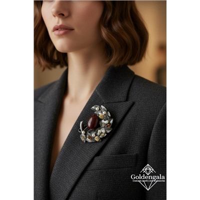 Брошь-кулон крупная с натуральными камнями БР4 модель БРО/19