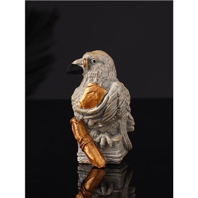 Фигурка гипс «Ворон с книгами», 8 см, серый с бронзой