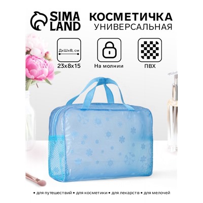 Косметичка - сумочка на молнии для бассейна, с ручками, с рисунком, голубая