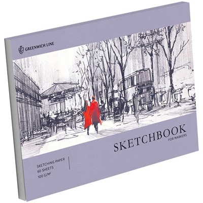Скетчбук для маркеров 60л., А5 Greenwich Line "City walk", на склейке, 100г/м2