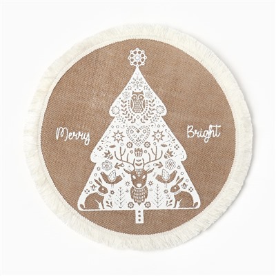 Салфетка сервировочная «Merry bright» цвет белый, 37*37 см, джут