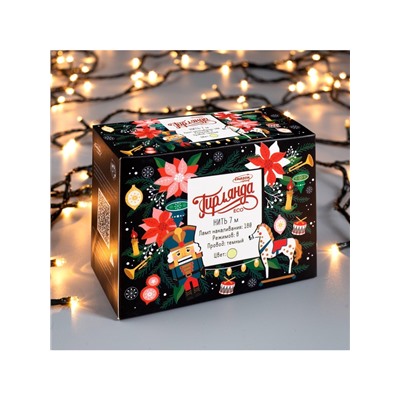 Гирлянда «Нить» 7 м, IP20, тёмная нить, 180 ламп, свечение тёплое белое, 8 режимов, 220 В