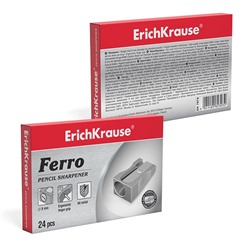 Точилка ErichKrause Ferro, 1 отверстие, алюминий, отверстие диаметром 8 мм, серая