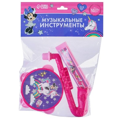 Музыкальные инструменты «Минни Маус», в наборе 3 предмета, цвет розовый