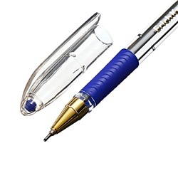 Ручка шариковая, ErichKrause L-30, Gold Stick&Grip Classic, игольчатый узел 0.7 мм, синяя, резиновый держатель, МИКС