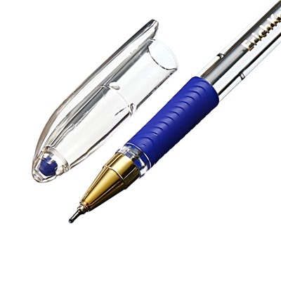 Ручка шариковая, ErichKrause L-30, Gold Stick&Grip Classic, игольчатый узел 0.7 мм, синяя, резиновый держатель, МИКС