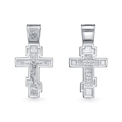 Крест из серебра литье белый