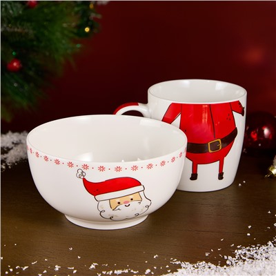 НАБОР ПОСУДЫ LEFARD "ДЕД МОРОЗ" 2 ПР. (КРУЖКА 360МЛ, САЛАТНИК 500МЛ)