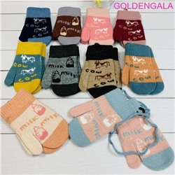 Детские варежки утепленные с начесом длина 14 см Арт 2 тип 1