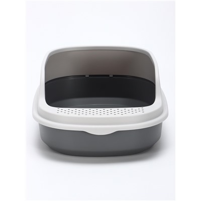 Лоток для кошек Фур-Мур 48×35,5 см с высоким бортом + совок Soft-touch, смоки