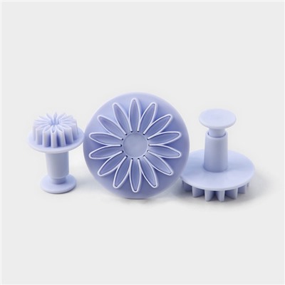 Плунжеры кондитерские Доляна «Герберы», набор 3 шт.: 5.5 см, 4 см, 2.5 см, пластик, белые