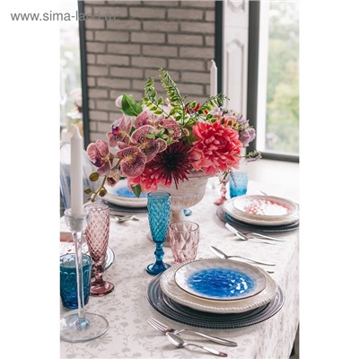 Тарелка Доляна «Космос», d=21.2 см, фарфор, белая, синяя