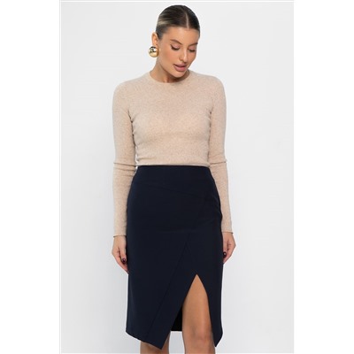 Юбка с разрезом Грейс (темно-синяя) Ю14269-30М