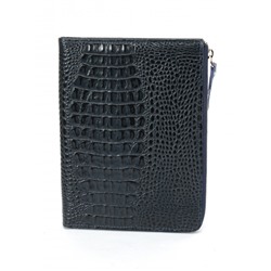 Папка натуральная кожа Croco-1304,  2отд,  2 отд,  8внут карм,  синий КЛ (98)  263595