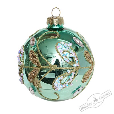 Шар "Лепестки" мятный глянцевый (стекло) 8 см