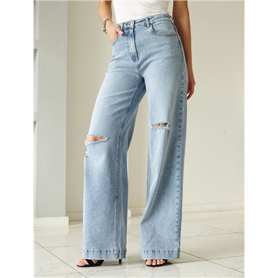 Джинсы-трубы из эластичного денима