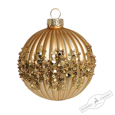 Шар "Отблески Рождества" золотой (стекло) 8 см