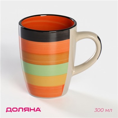 Кружка Доляна «Индия», 300 мл, керамика, оранжевая
