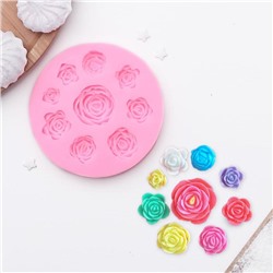 Молд для заливки Доляна «Круговорот роз», силикон, 9 ячеек, d=8 см, розовый