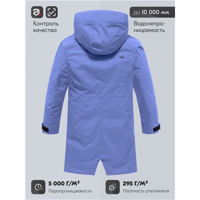 Парка зимняя женская с капюшоном василькового цвета 9538-1Vs