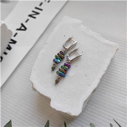 Серьги из гематита фиолетовые + зелёные оттенки