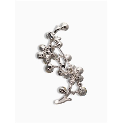 Брошь «Цветы» ветвь яблони, цвет голубой в серебре