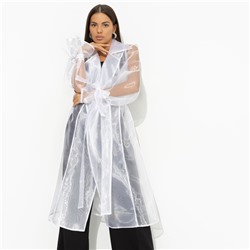 Кардиган из органзы, Разворот к счастью (белый, с поясом)