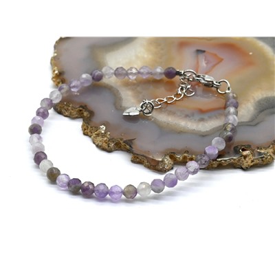 Браслет из аметиста шарик граненый 4мм, 18,5см