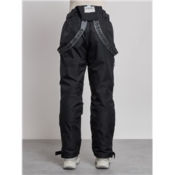 Полукомбинезон утепленный женский зимний горнолыжный черного цвета 7602Ch