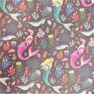 Упаковочная бумага «Mermaid in the ocean», purple (50*70 см)