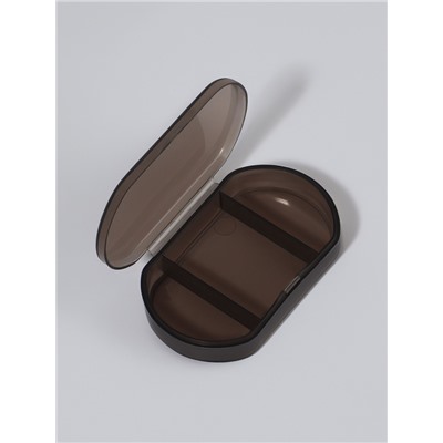 Таблетница - органайзер, 6×3.5×1.3 см, 3 секции, чёрная