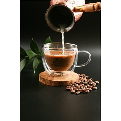 Кружка с двойными стенками Magistro «Дуо. Coffee», 200 мл, стекло