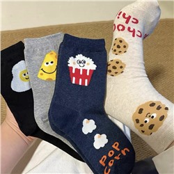 South Korean cartoon goods, cotton knee socks for men and women, mid-length, internet celebrity