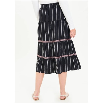 Falmer Tiered Sparkle Stripe Midi Skirt