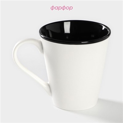 Кружка Доляна «Формула кофе», 340 мл, фарфор, белая, чёрная