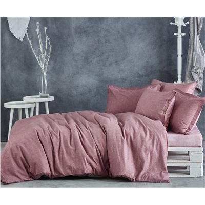 2 сп. Евро Комплект Постельного Белья Cotton Saten Larren Pudra XL - EcoCotton