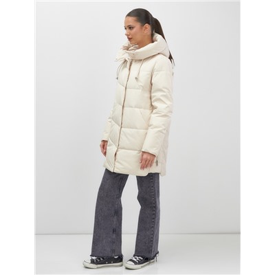 Куртка женская демисезонная с капюшоном бежевого цвета 1139B