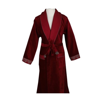 Халат Велюровый Мужской (M) Hazal Bordo Bay Medium Bornoz- EcoCotton