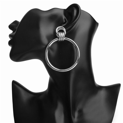 1G0094-2 Серьги Кольцо, цвет серебряный, 65х50х10мм