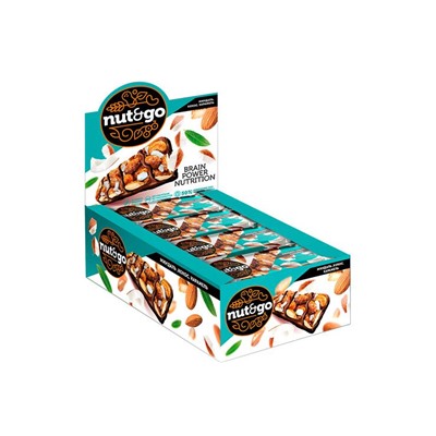 «Nut&Go», батончик с миндалём, кокосом, карамелью, 36 г (упаковка 18 шт)