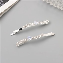 Невидимки для волос «Беат», набор 2 шт., волна, 6 см, серебро